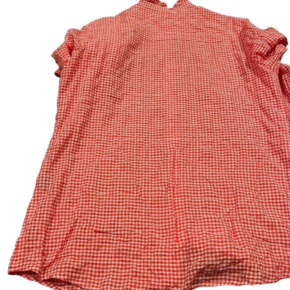 💥🦋BEAUTIFUL J.MCLAUGHLIN SIZE Large  LONG SLEEVE SHIRT seersucker red gingham - Picture 4 of 6